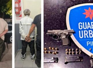 DETENIDOS DOS SUJETOS POR MANIPULAR UN ARMA DE FUEGO EN UNA PLAZA DE PILAR